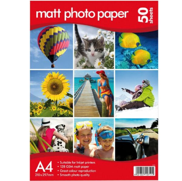 A4 Matt Photo Paper 128gsm x 50 Sheets