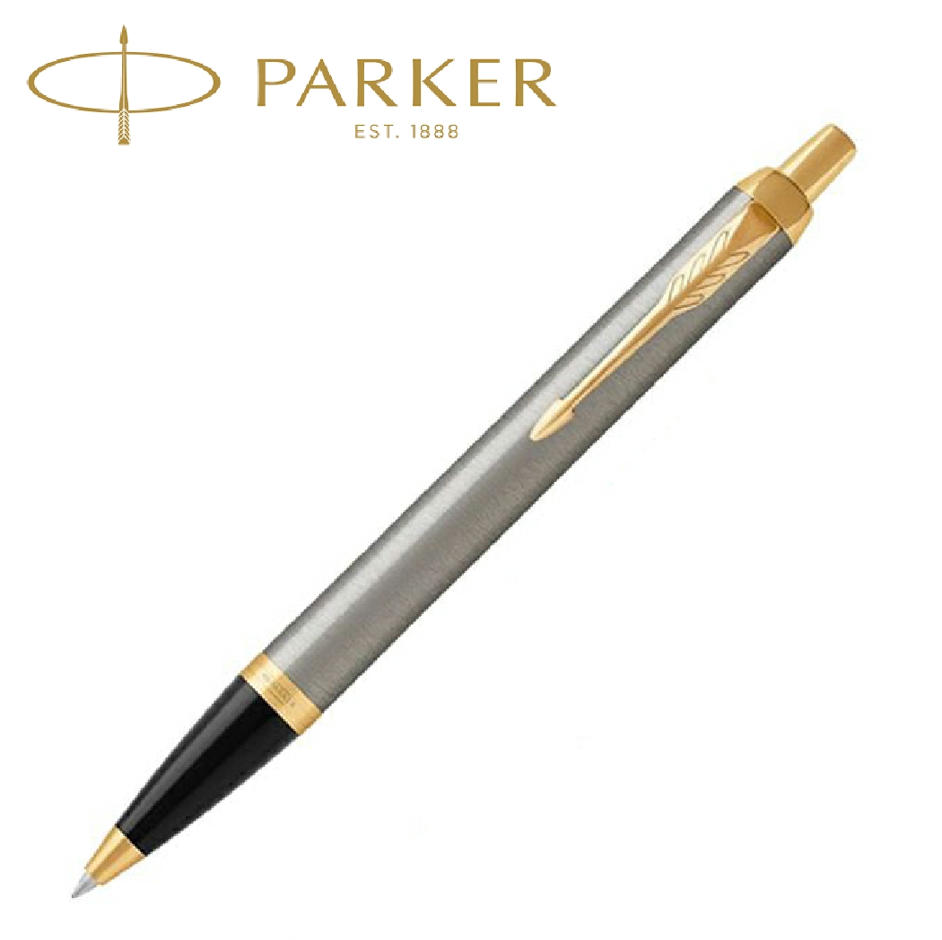 Parker IM Brushed Metal Gold Trim Ballpoint Pen
